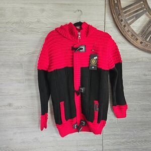 Black Pharaoh Wool Blend Sweater Cardigan Mens XXL NWT Red Black